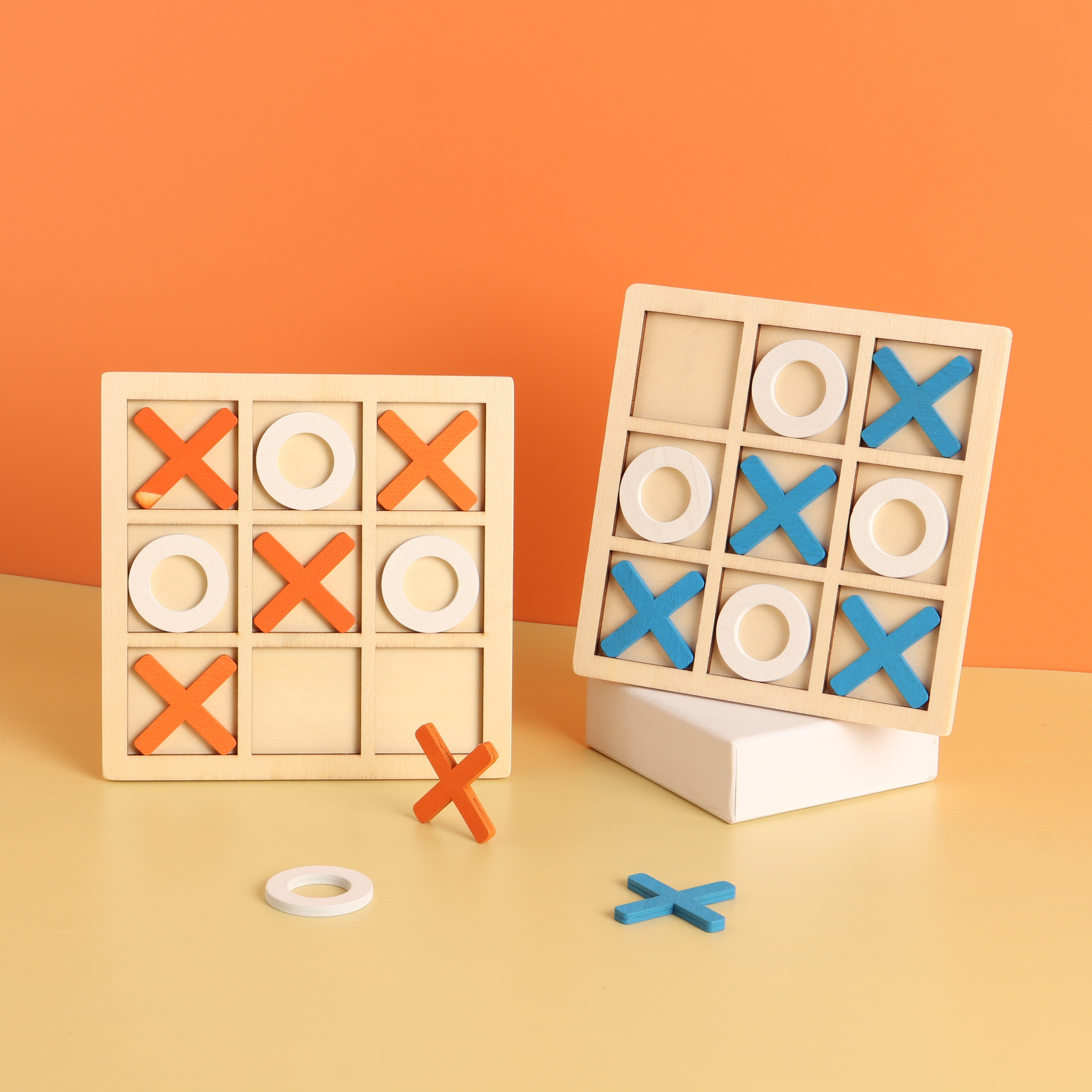 

10 Piece Premium Solid Wooden Tic Tac Toe Board Game, Perfect For Backyard Entertainment, Classic Coffee Table Home Game Christmas 、halloween 、thanksgiving Gifts！