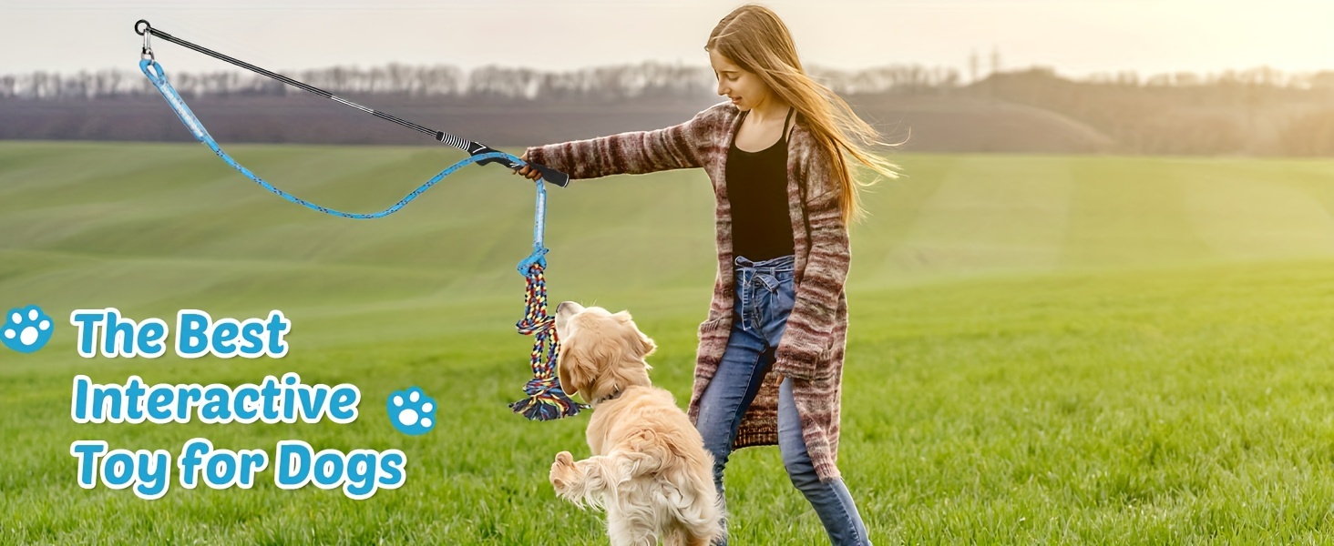 SYOOY Flirt Pole for Dogs Interactive Dog Toys for Chase and Tug of War Dog  Rope Toy Dog Teaser Wand with Lure Chewing Toy for Small Medium Large Dogs