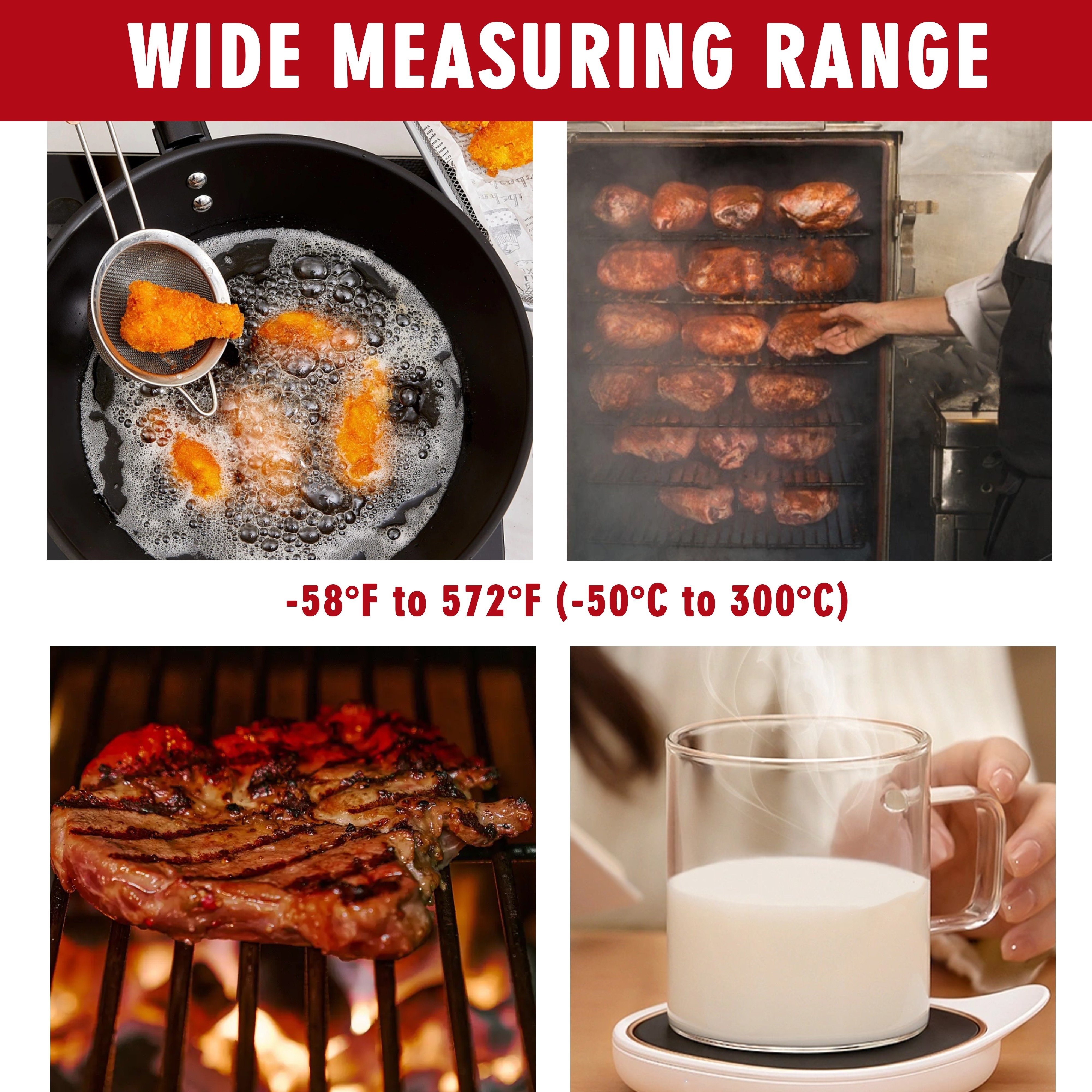 Roast Meat Thermometer Bbq Grill Digital Meat Thermometer With Backlight &  Calibration, Liquids, Beef, Kitchen Gadgets For Candy, Turkey,smoker,oil  Deep Fry,with Built-in Magnet,with Hanging Hole, Conversible,max/min Temp  Record - Temu