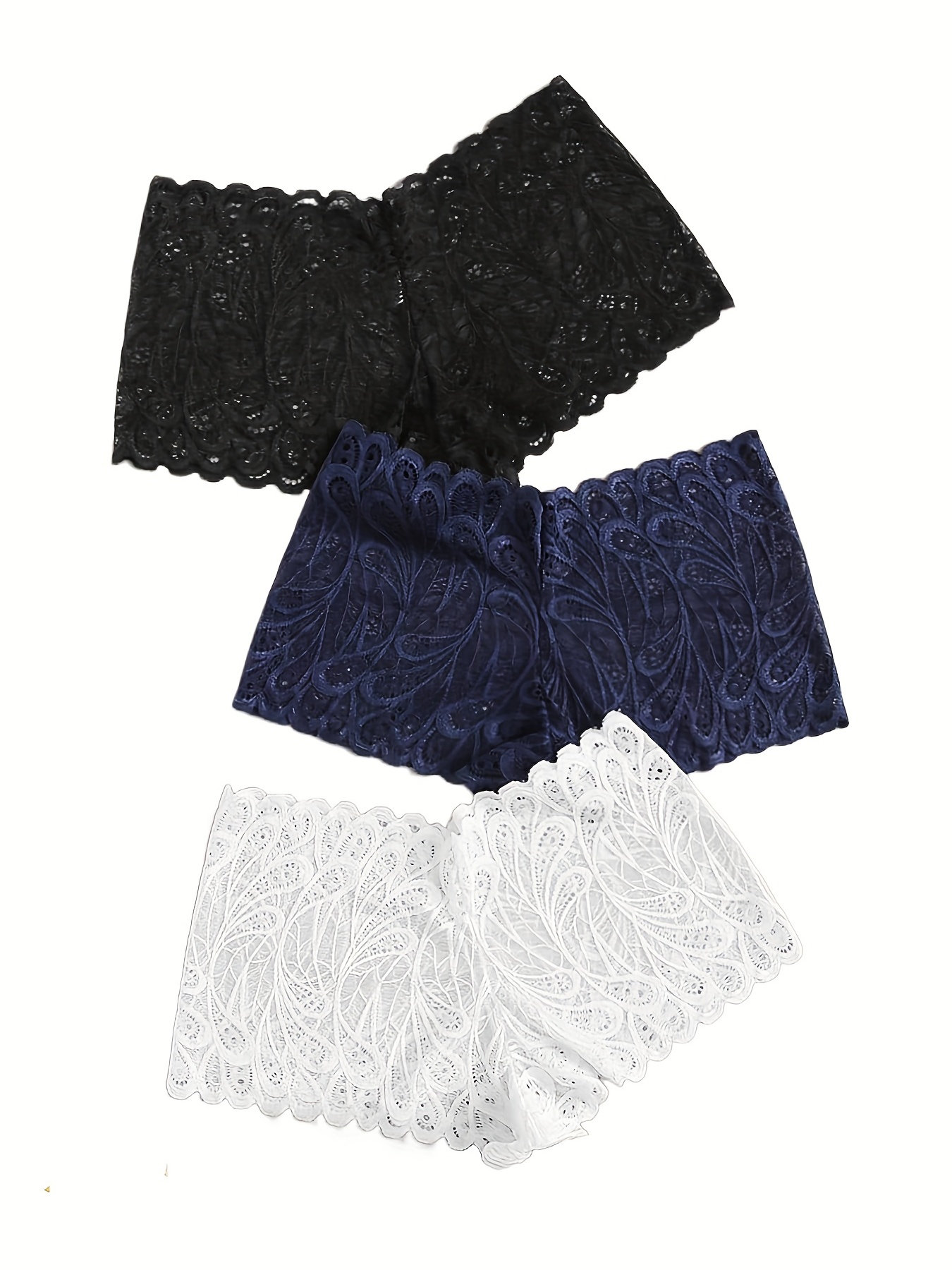 Floral Lace Boyshort Panties Cross Hollow Scallop Trim - Temu