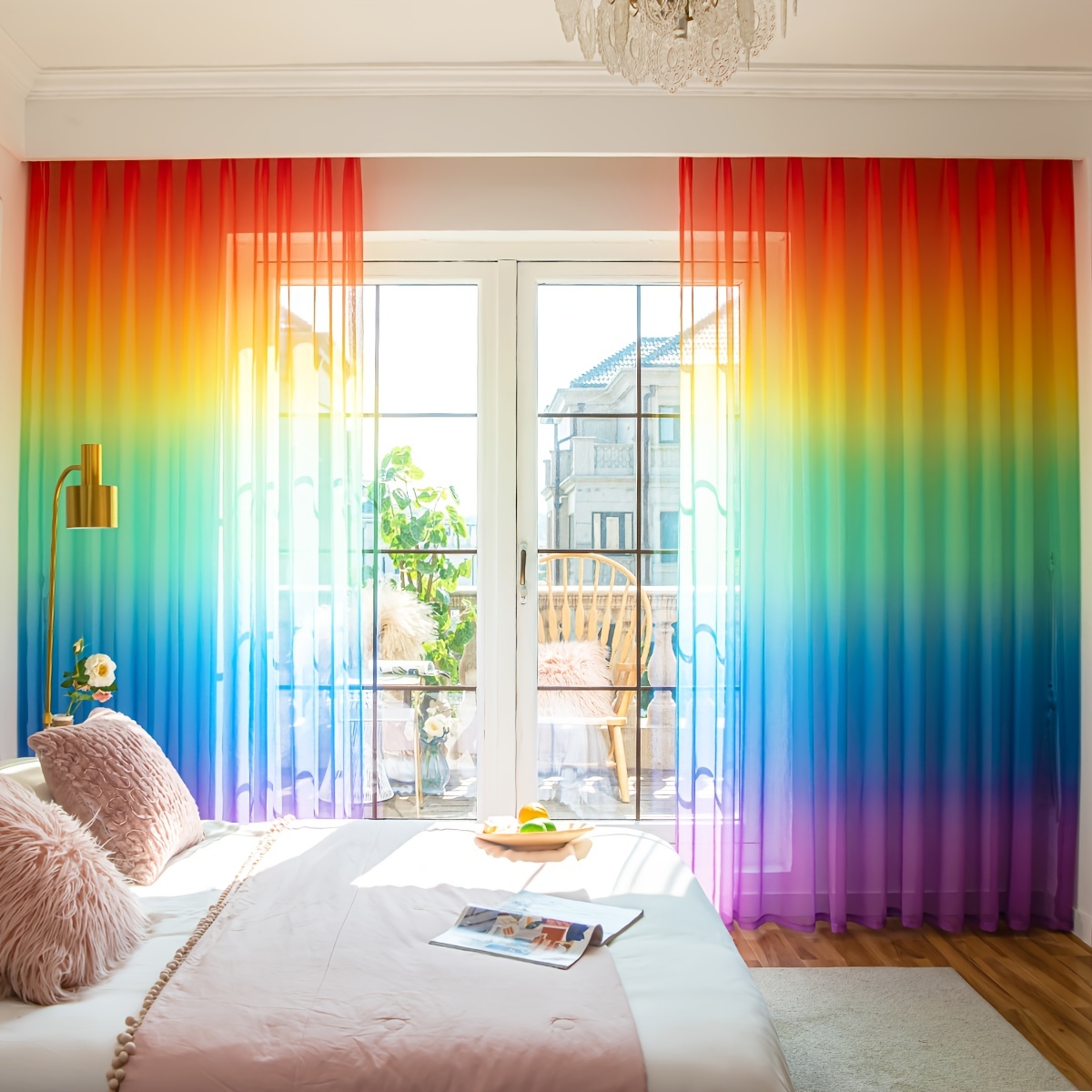 1 Panel Colour Gradient Sheer Curtains Home Decor