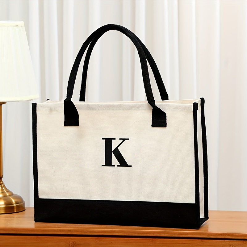 Letter Canvas Handbag Eco Friendly Bag for Beach Camping and Picnic