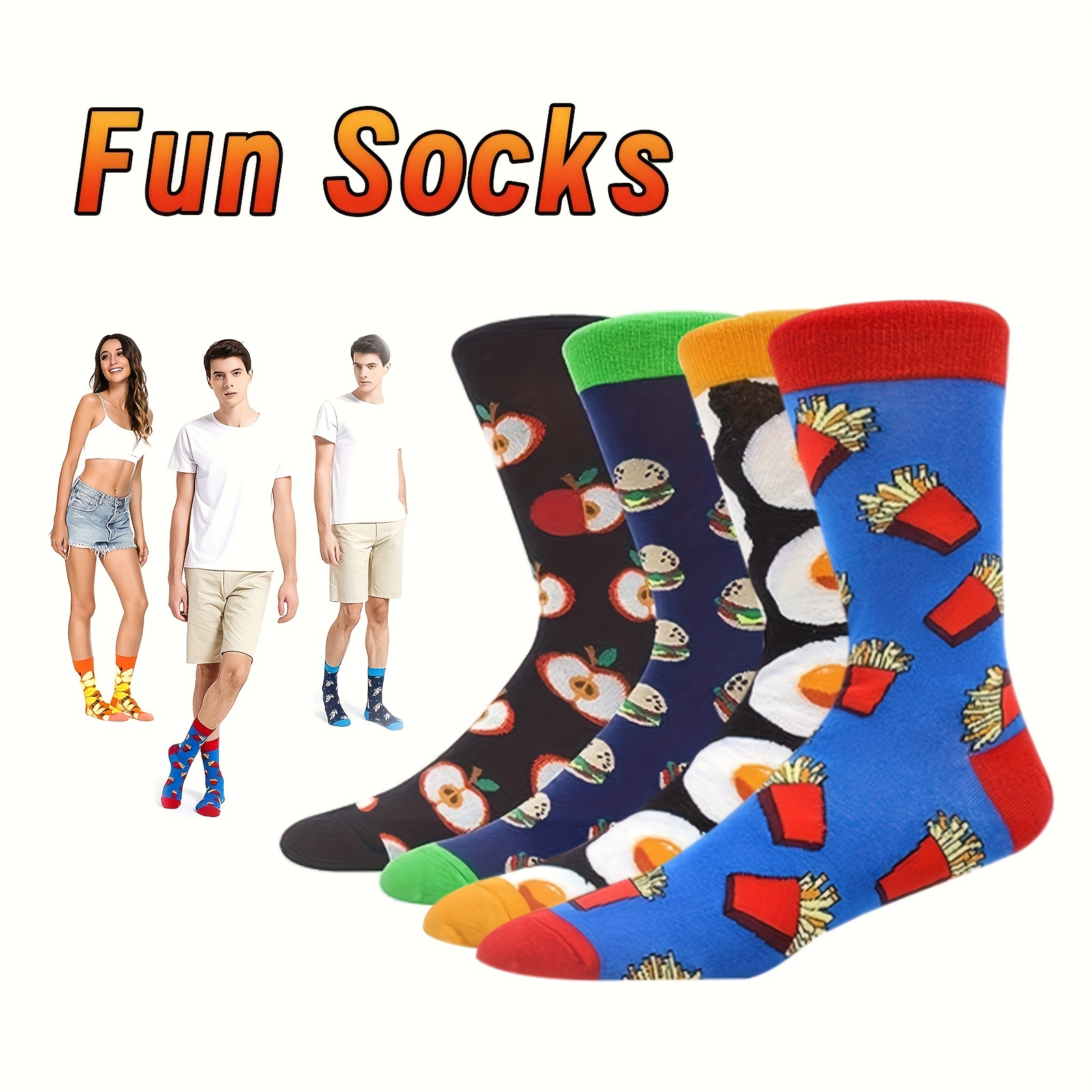 Fun Dress Crazy Socks Colorful Funny Novelty Casual Cotton Crew Socks for  Men