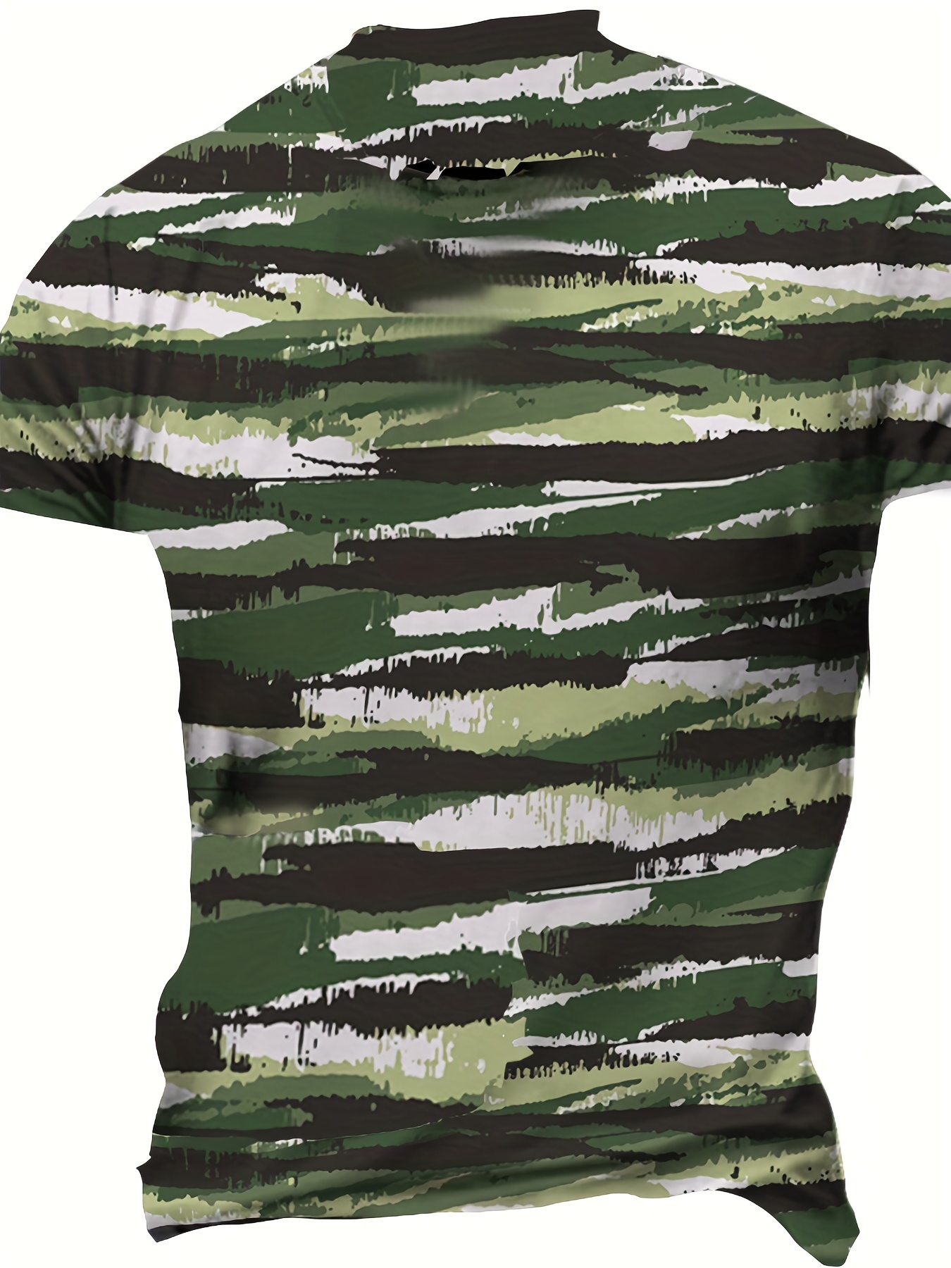 Men's Camouflage Print Tee Shirt - Casual Short Sleeve T-shirt For