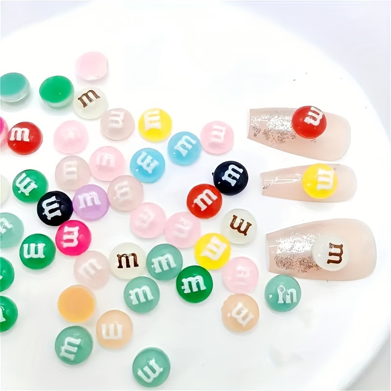 

50pcs Cute Kawaii Resin Rhinestones - 3d Flat Round Charms For Nails, Scrapbooking & Jewelry Making - Manicure Decorations For Women And Girls