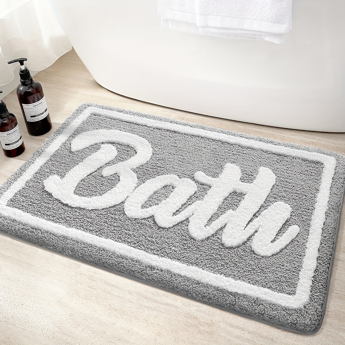 Kitinjoy Luxury Bathroom Rug Mat, Ultra Soft Water Absorbent Microfiber  Bath Rug, Non Slip Plush Shaggy Bath Carpet, Machine Wash Dry, Bath Mats  for