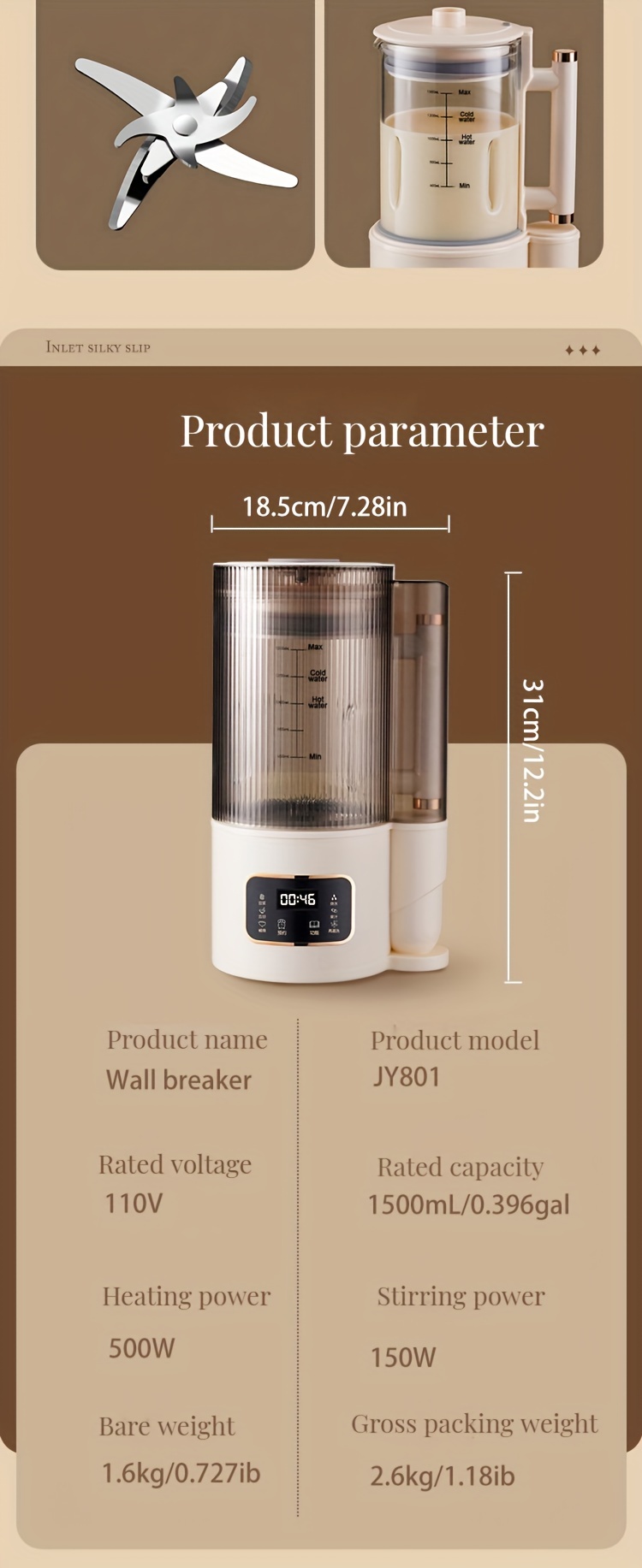 High Boron Glass Bass Blender, Home Heating Automatic Soybean Milk Machine  Food Supplement Machine Mute Multi-functional Electromechanical Electric  Kettle Electric Kettle Coffee Pot With Soundproof Cover Large Capacity For  With 2-8 Persons 