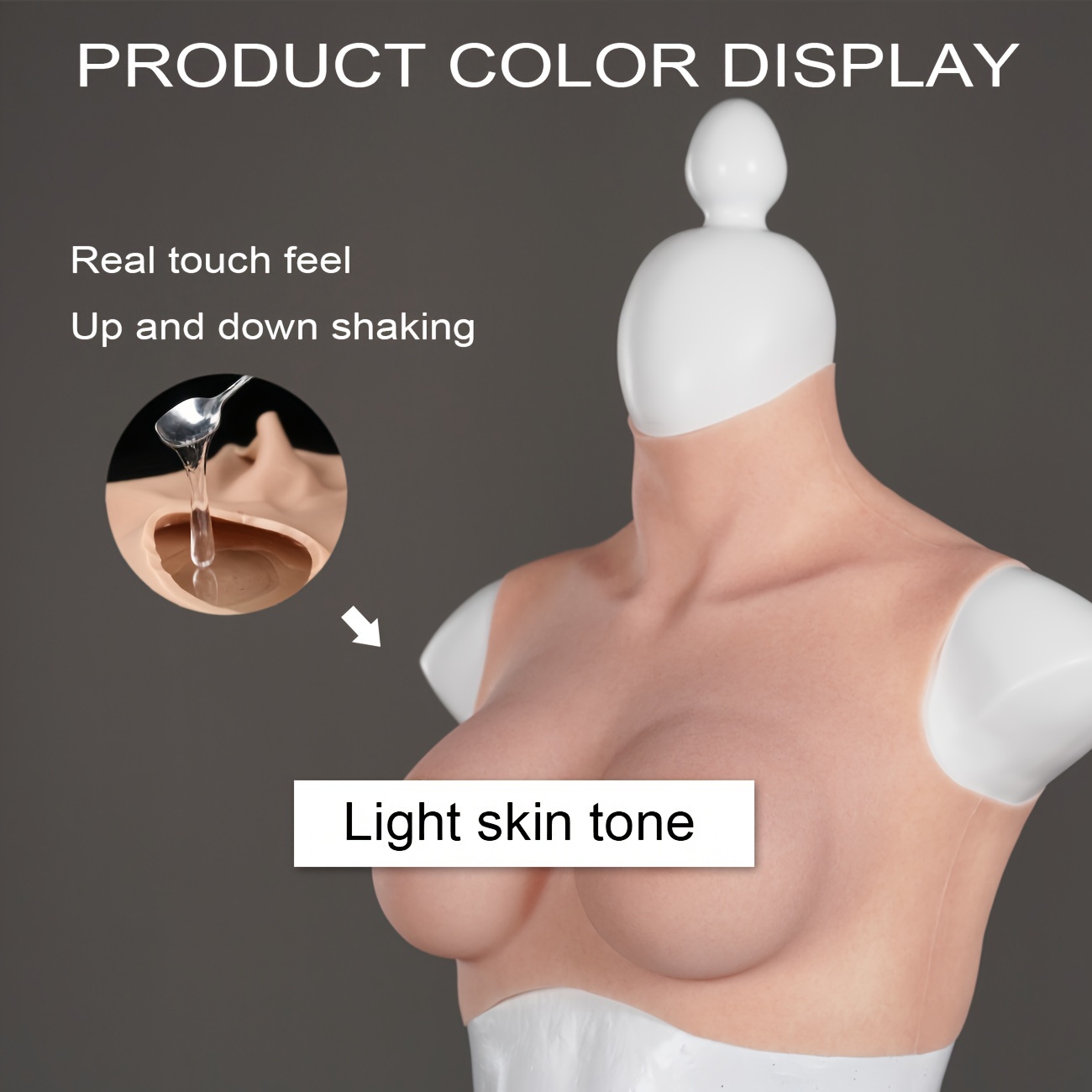 Plus Size Half Bodysuit Silicone Crossdresser Breast Forms C D F Cup Fake  Boobs