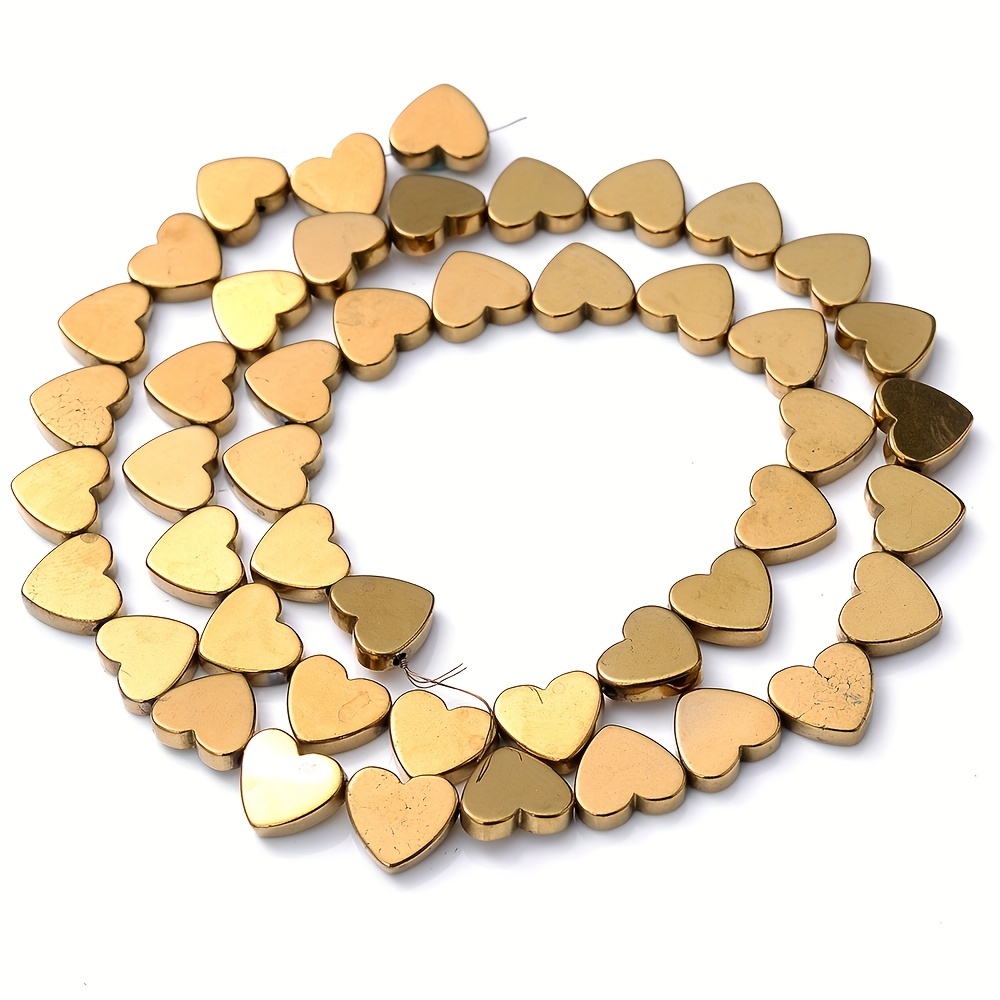 Heart Shape Hematite Beads Golden Silver Plated Loose Spacer - Temu