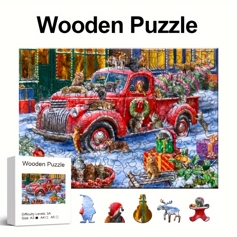 Santa Wooden Puzzle Art Christmas Theme Shaped Pieces Jigsaw - Temu Canada