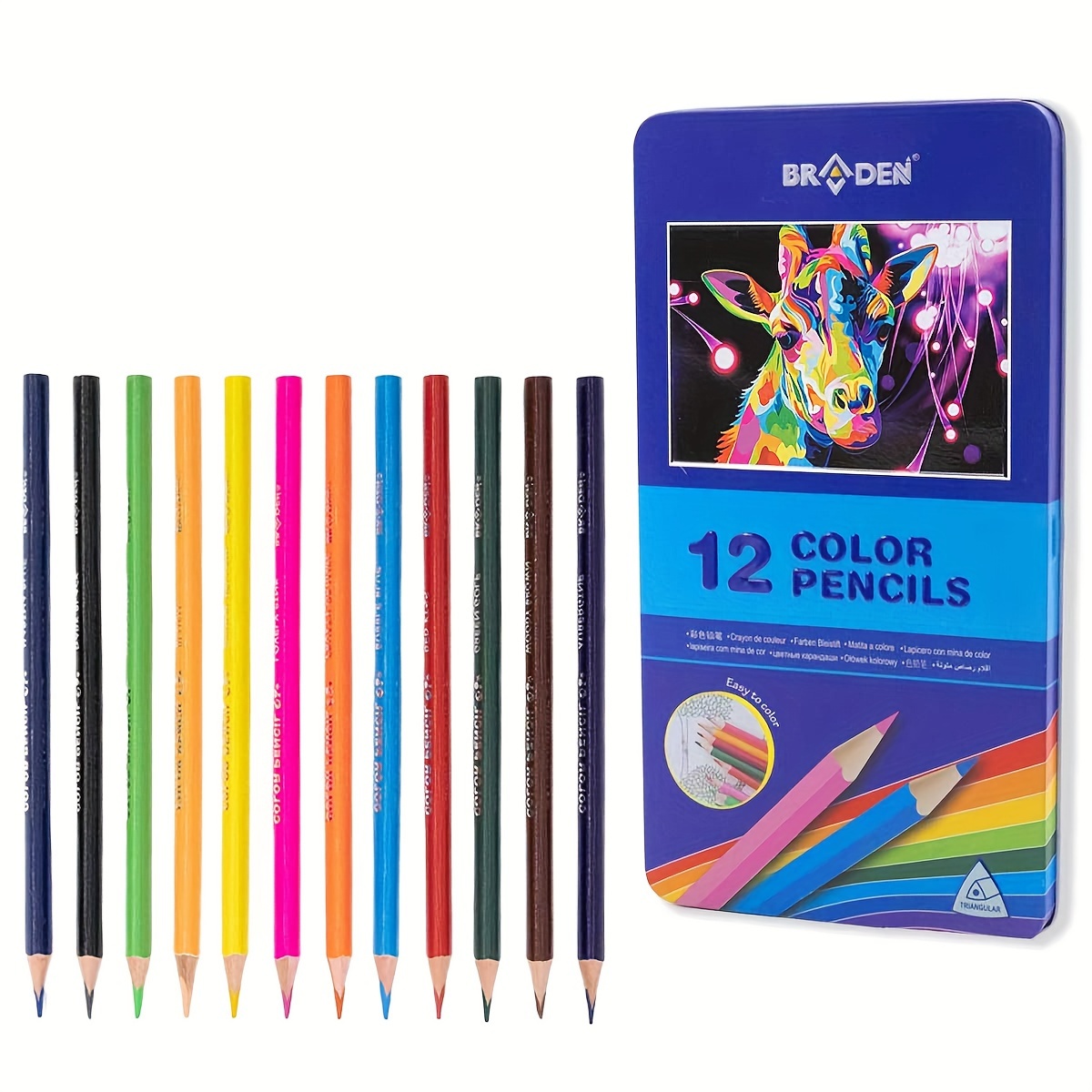 Kalour 180 couleurs Couleur Ensemble de plomb de crayons peints Fournitures  de peinture d'art (boîte de fer)