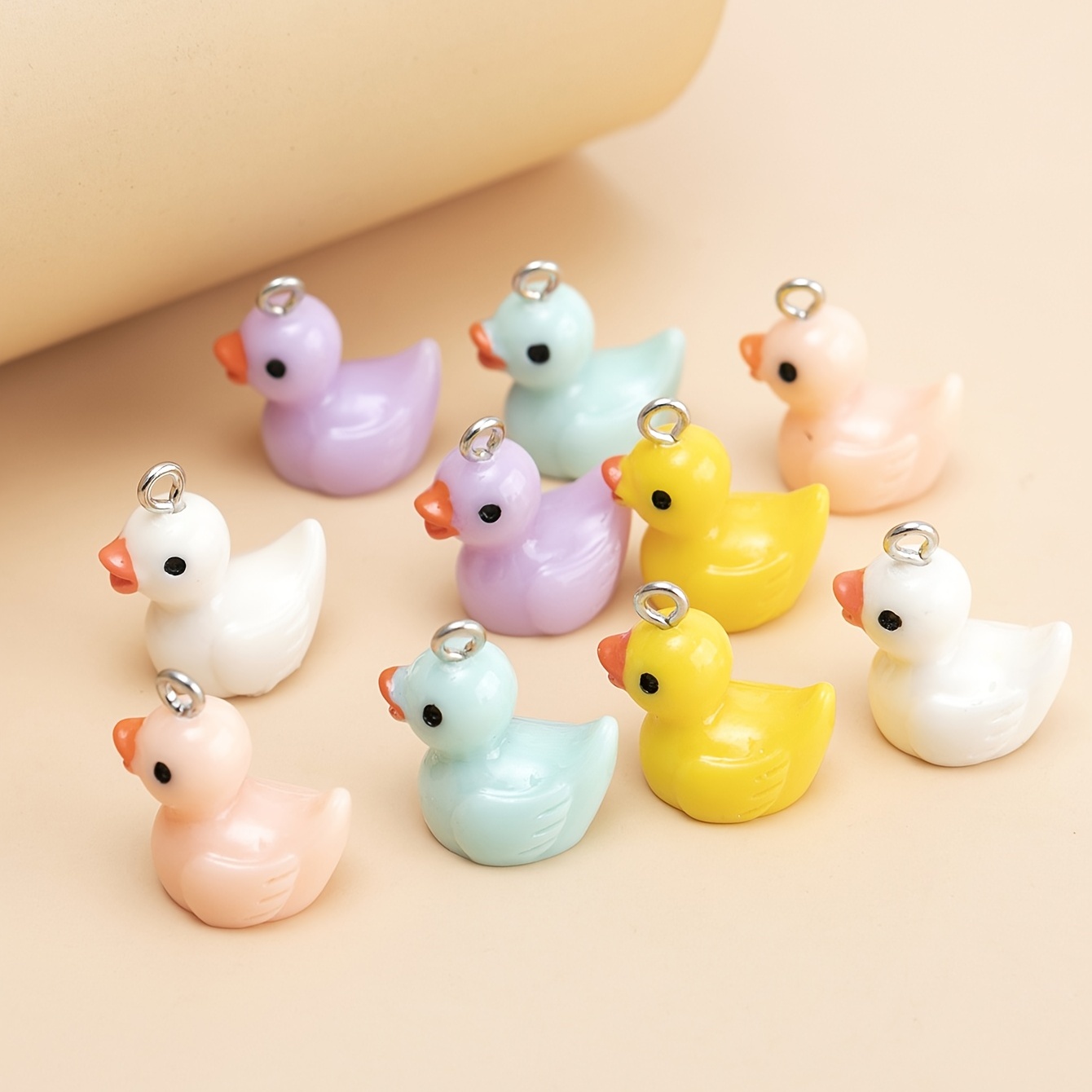10pcs Duck Resin Earring Charms for DIY