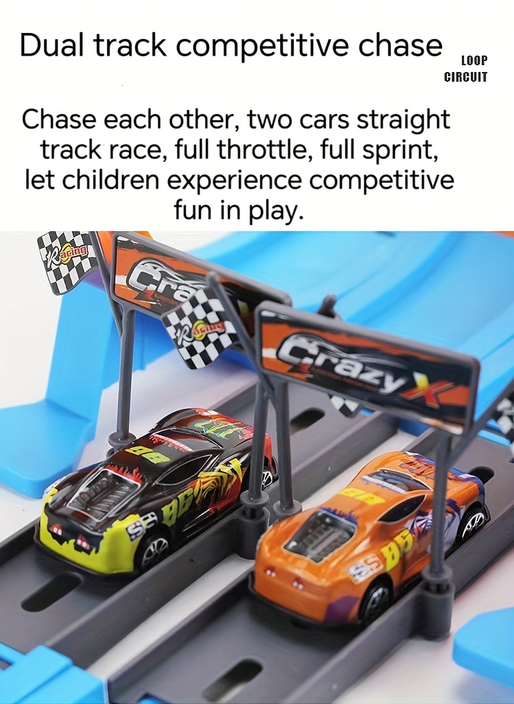 childrens combination set track car three ring roundabout track little sports car boy alloy sliding racing toy details 5