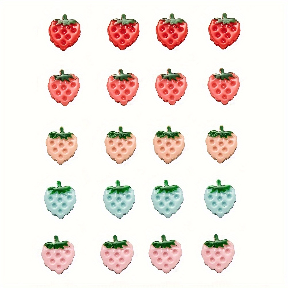 Strawberry Resin Mixed Color Flat Back Cute Food Fruit - Temu