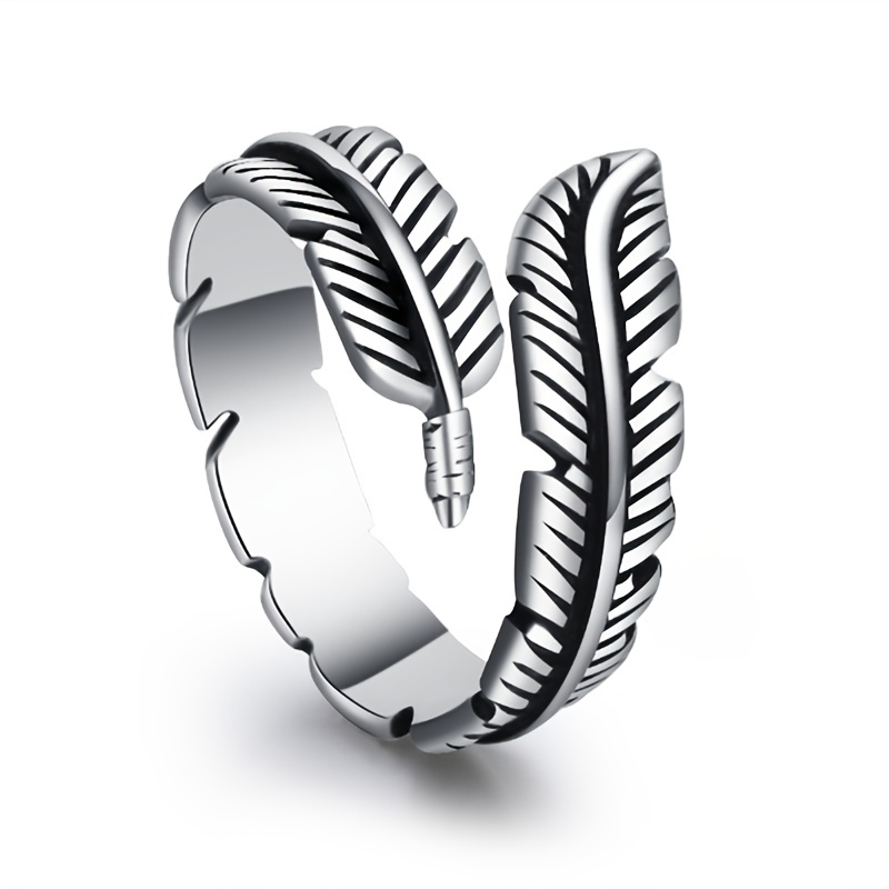European Retro Feather Open Ring