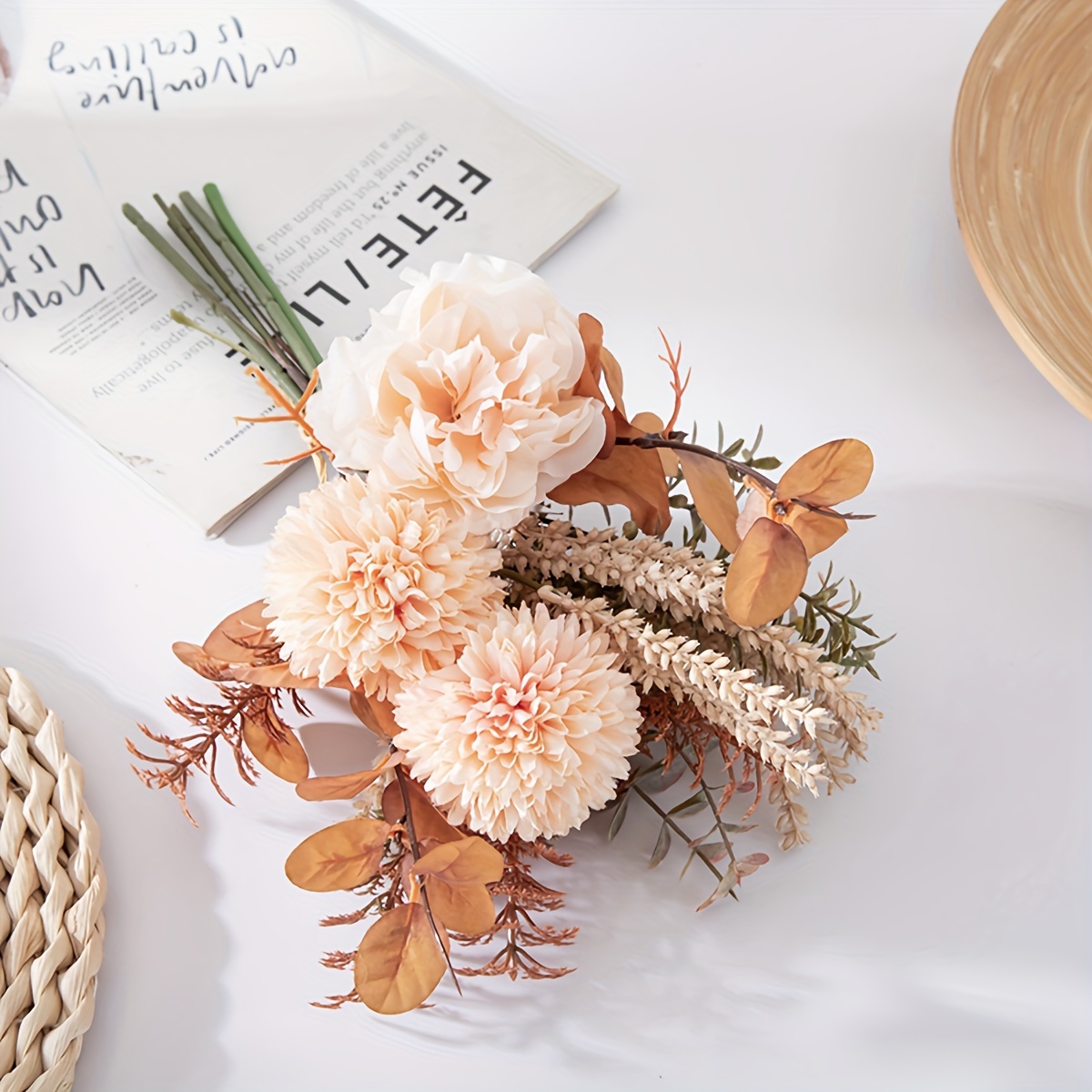 1pc Artificial Fake Flowers Plants, Flower Arrangements Wedding Bouquets  Decorations Plastic Floral Table Centerpieces, For Home Kitchen Garden Party
