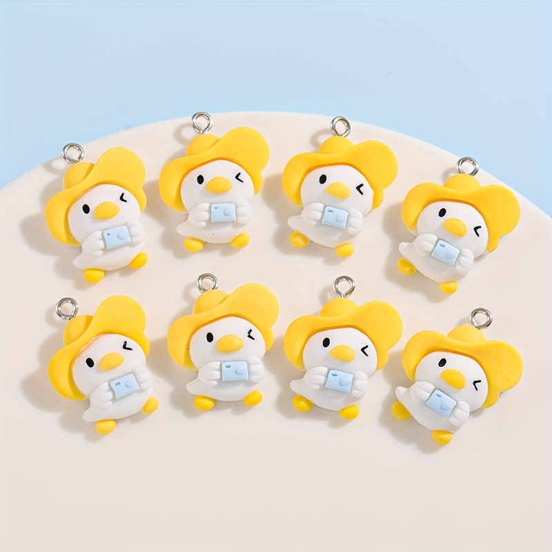 Y2k Anime Cartoon Duck With Hole Resin Pendant Animal Charms - Temu