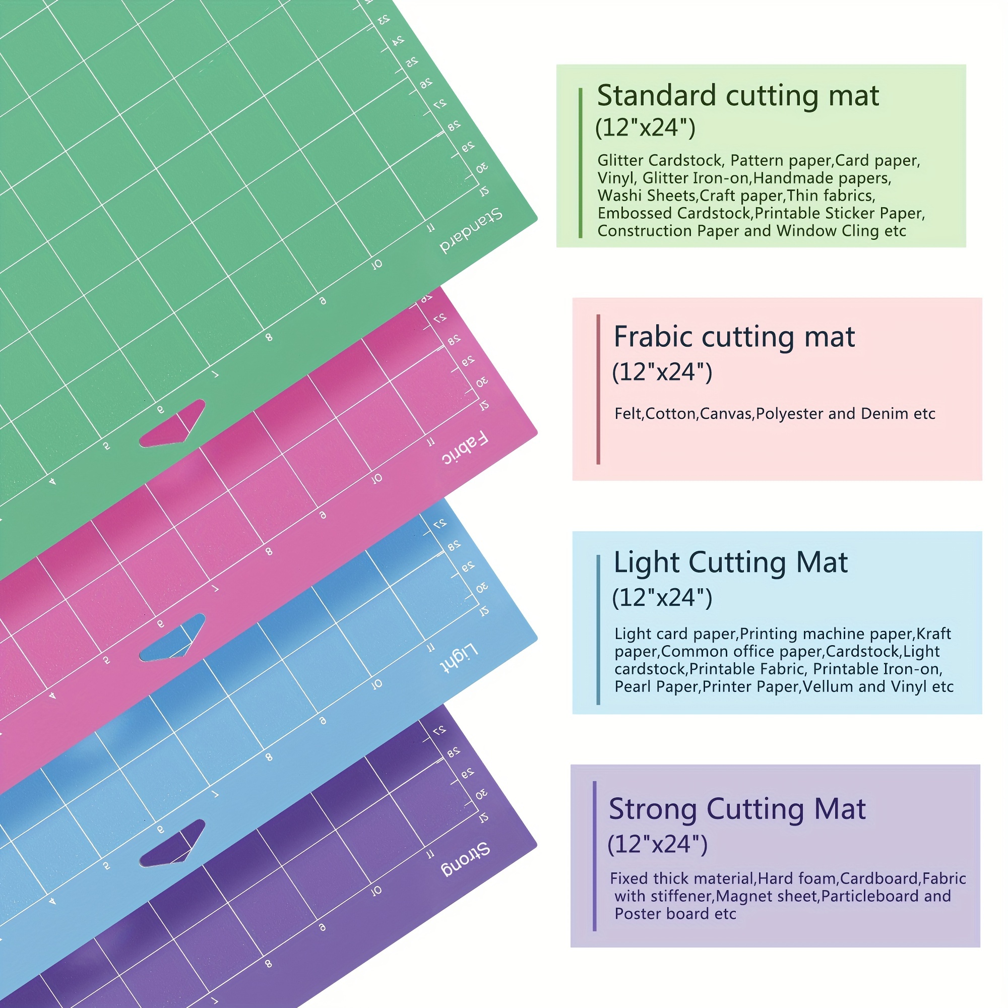 Cricut LightGrip Cutting Mats 12in x 12in, Reusable Cutting Mats for Crafts  with Protective Film, Use with Printer Paper, Vellum, Light Cardstock 