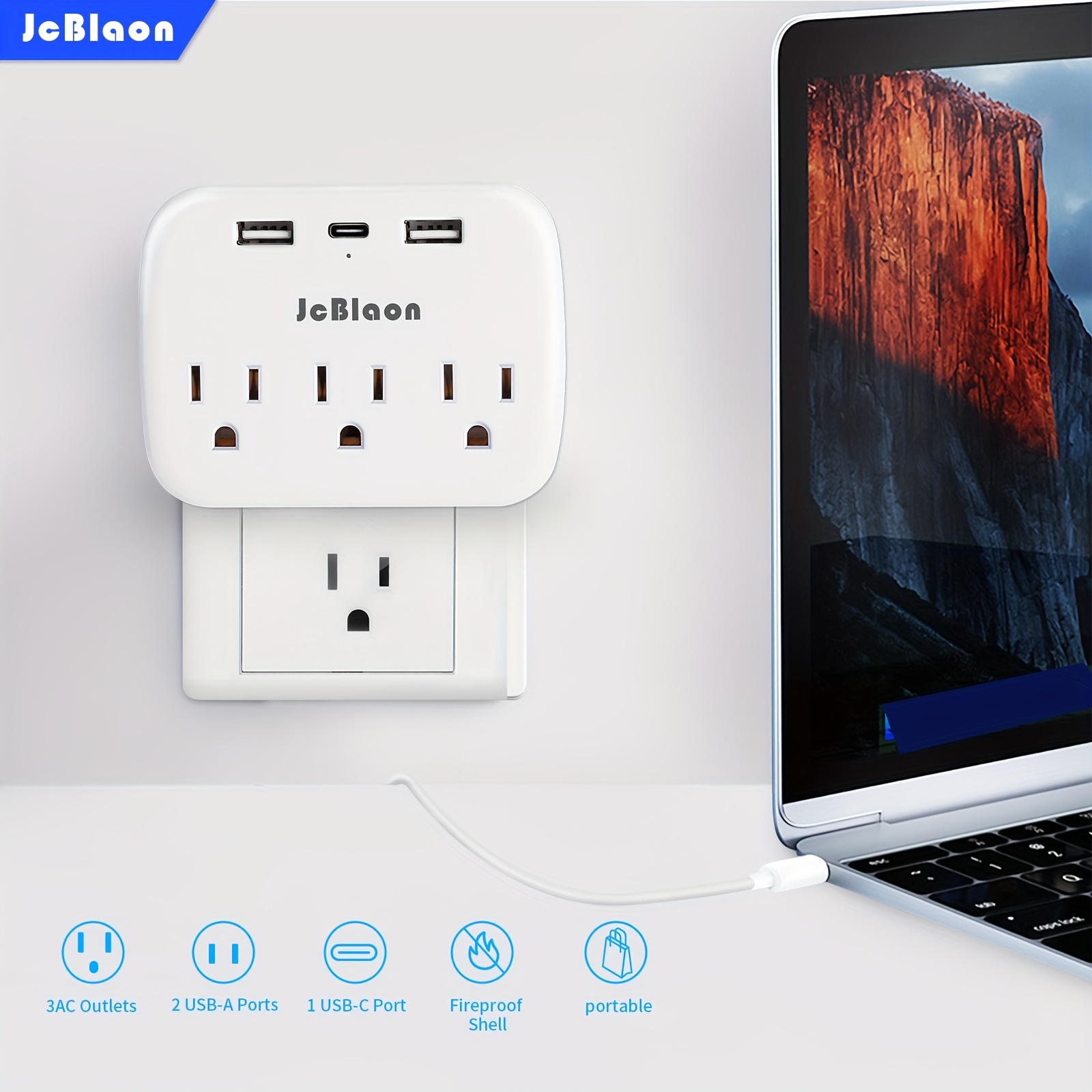 

Multi Plug Outlet Extender With Usb, Electrical Wall Outlet Splitter With 3 Usb Ports (1 Usb C) And 3 Outlet, Wall Charger Adapter Power Strips For Office, Bedside, Travel