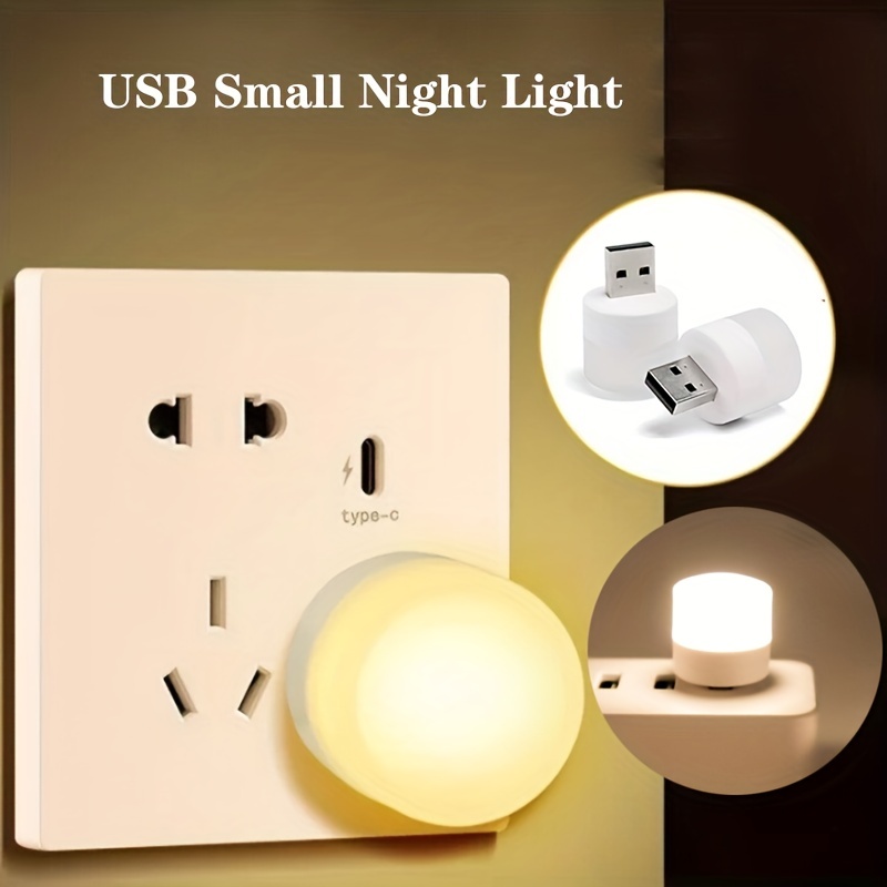 1pc 4pcs Usb Lights Night Mini Led Bulb Plug In Warm White - Temu