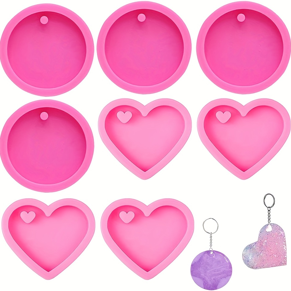 2pcs 3D Heart Silicone Molds for Epoxy Resin Small Mirror Heart
