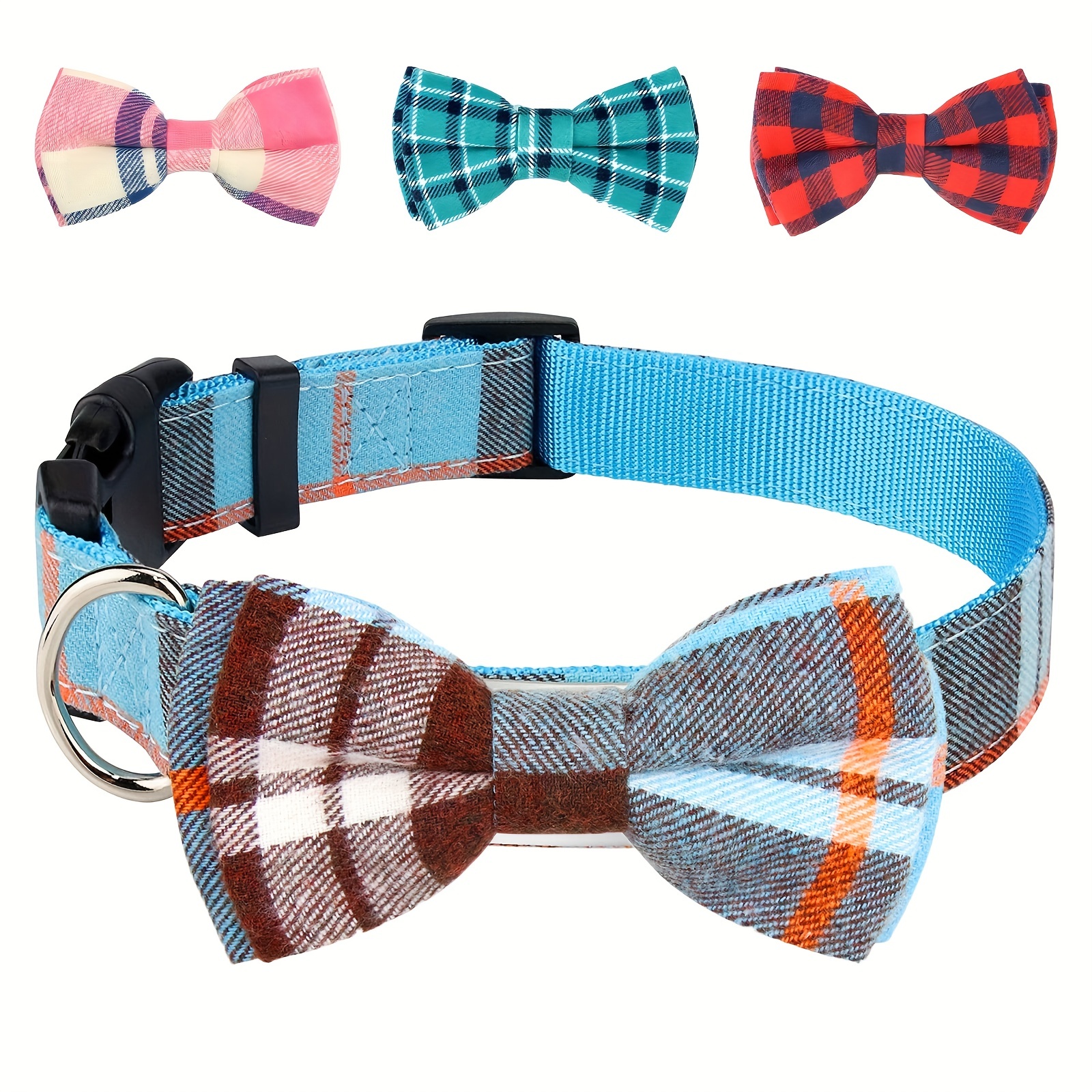 Bow tie Leopard Removable Kitten Silver Bell Check Plaid Cat