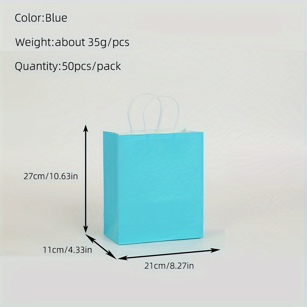 10 BOLSAS PAPEL CON ASA AZUL 21 CM