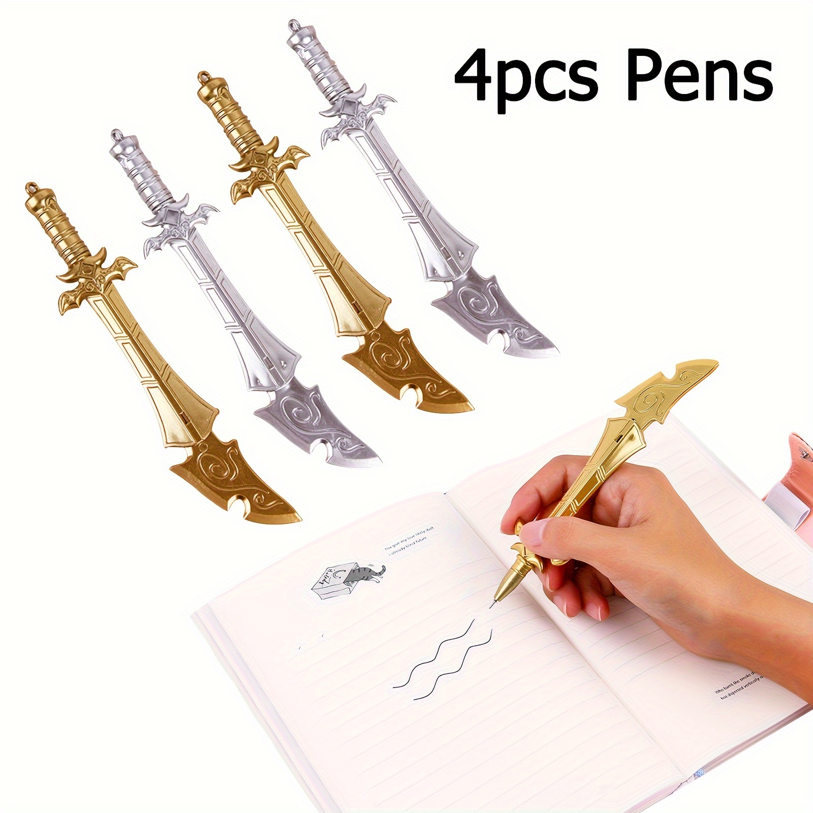 50PCS Cartoon Gel Pen Cute Sword Weapons Black Ink Pen Creative