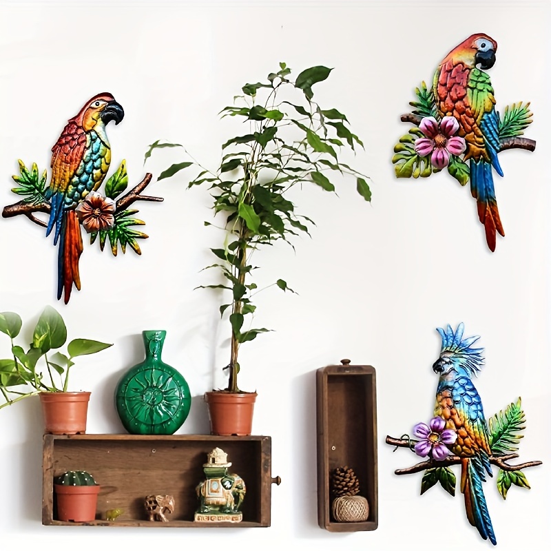 1 Pc Métal Oiseaux Décoration Murale, Beau Perroquet Décoration Murale  Extérieure Pour Patio, Mur Clôture Pont Jardin Maison Cuisine Balcon,  Oiseau Tropical Ara Sculpture Murale À Suspendre Pour Intérieur Extérieur -  Temu Belgium