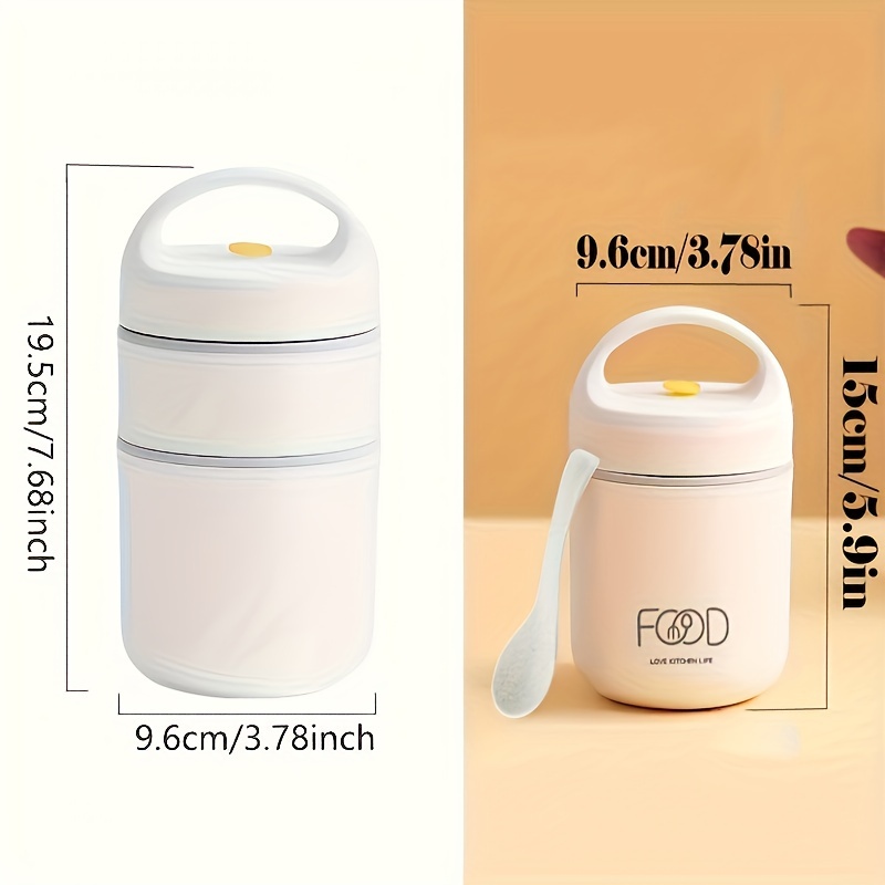 1pc, Insulated Lunch Box, 430ml/14.5oz Stainless Steel Bento Box, Round  Cylindrical Food Container For Soup, Porridge And More, For School Students  An