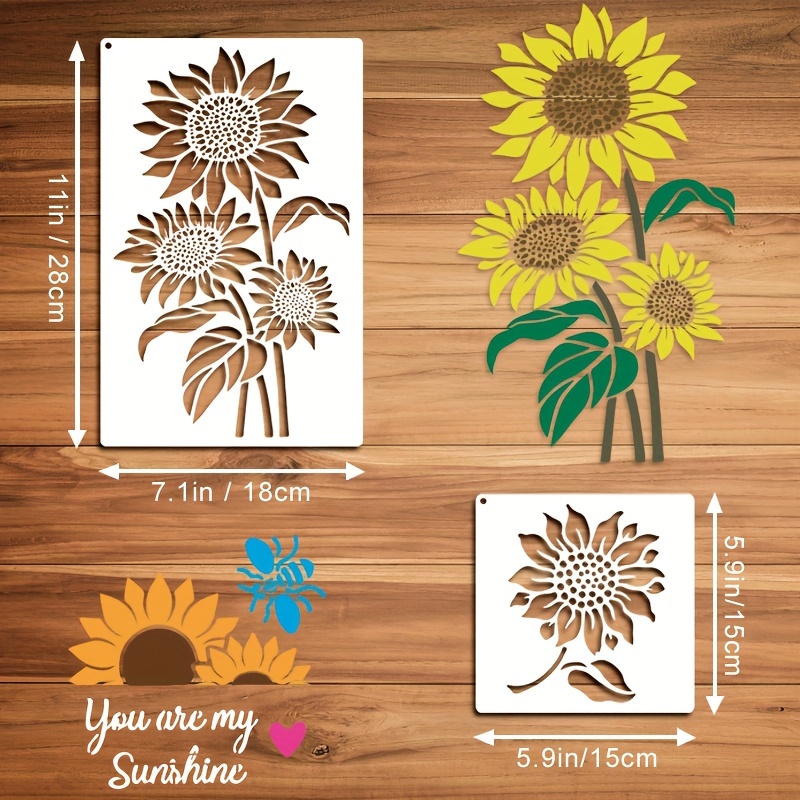 Sunflower Stencil Flower Stencils for Painting on Wood Plastic Floral  Paint