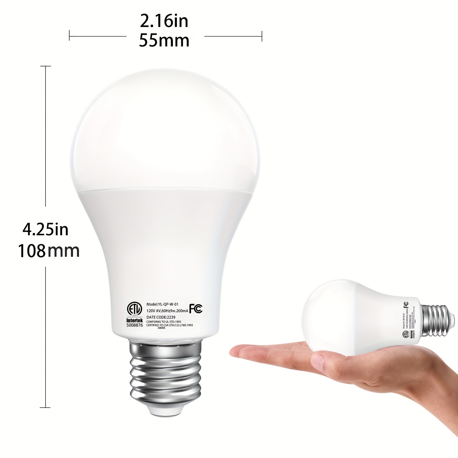 A19 Led Bulbs Equivalent 800 Lumens Cri 90 Daylight Temu Canada