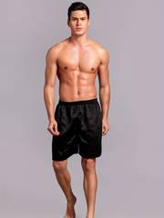 mens casual loose thin ice silk comfortable shorts for summer mens pajamas for home black 0