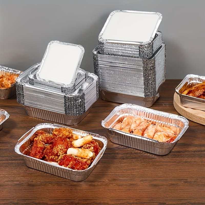 Aluminum Pans Take Out Containers with Lids (50 Pack) 2 Lb Disposable  Aluminum Foil Oblong Pans with Cardboard Covers - To Go Food Storage  Containers