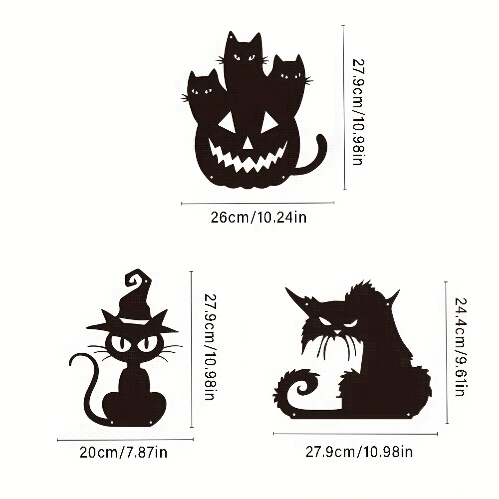 1pc ハロウィンメタル壁装飾 黒猫コレクション壁装飾 メタルカット