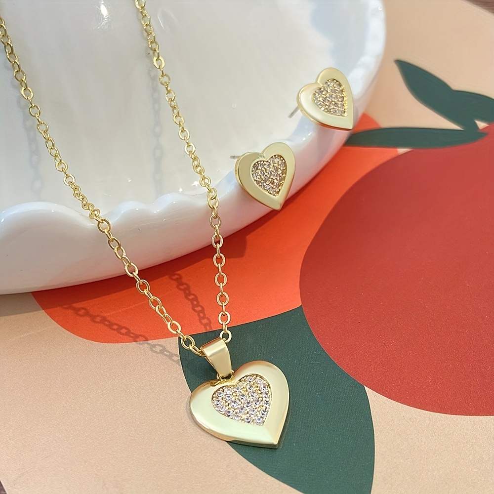 Cute Sweet Simple Style Heart Shape Alloy Plating Inlay Artificial Pearls  Zircon 14K Gold Plated Women's Pendant Necklace
