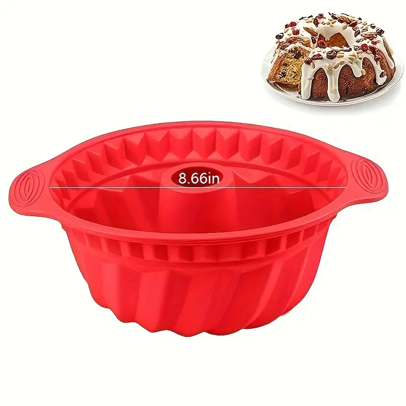 Silicone Bundt Pan, Non Stick Fluted Tube Cake Pan With Sturdy
