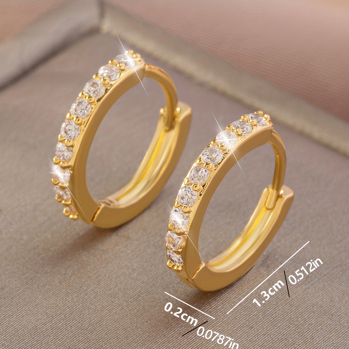 Copper Zirconia Earrings with Circle Design