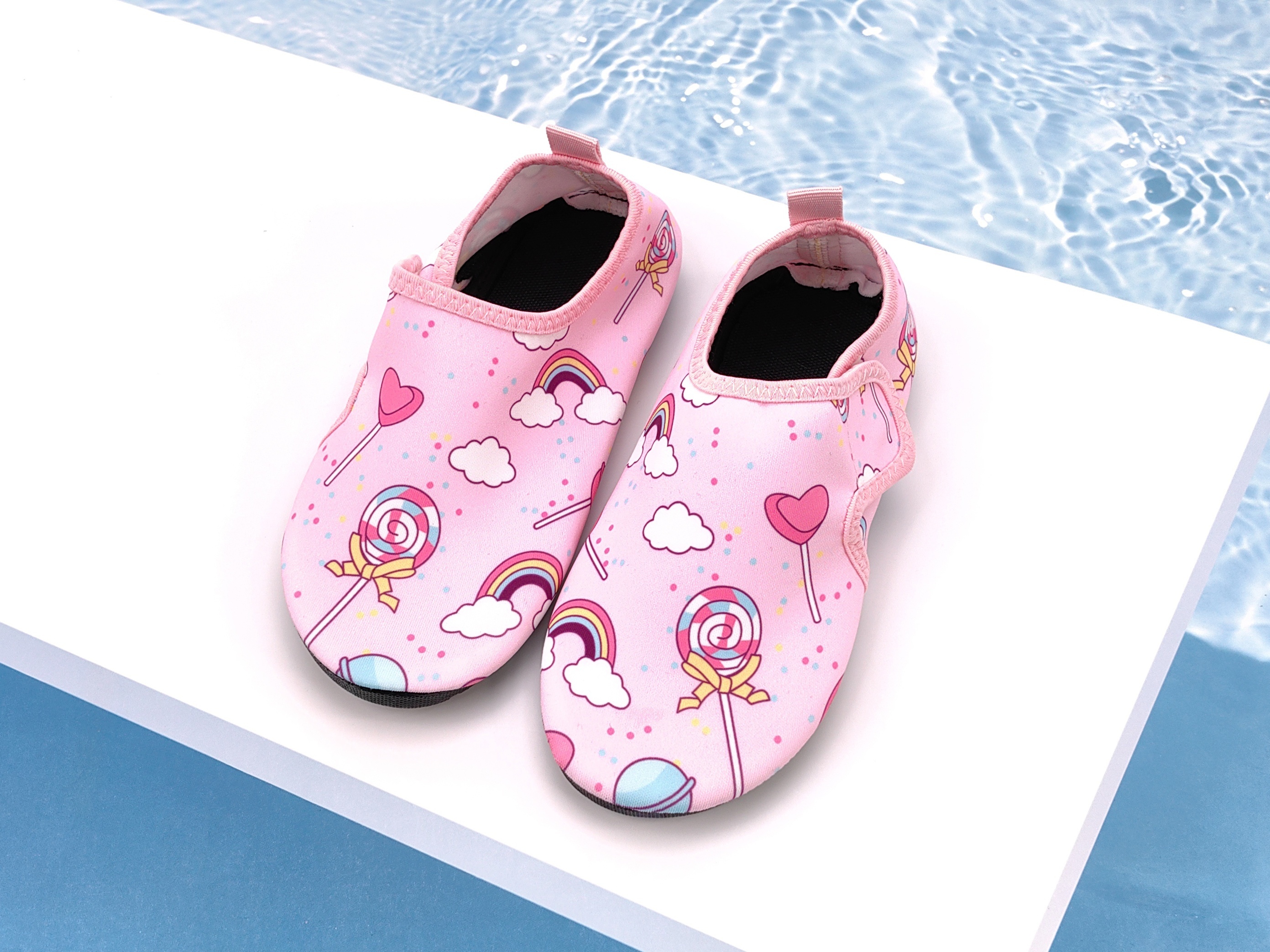 Cute Cartoon Toddler Water Shoes with Closure - Lightweight Quick-Dry Breathable Fabric & Non-Slip TPR Sole for Beach, Pool, Outdoor Summer Activities - Pink Girls & Boys Aqua Socks, Beach Wear | Fun Pattern Footwear | Adjustable Strap Footwear, High Quality Shoes