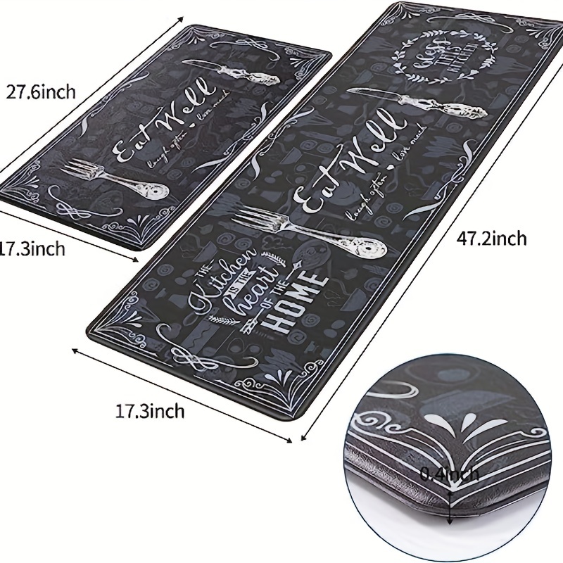 2pcs Absorbent Kitchen Rug Set Waterproof Anti Fatigue Runner Soft Carpet