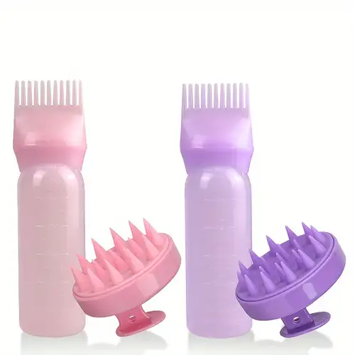 Scalp Hair Root Applicator Bottle with Comb Cap for Applying Oil, Shampoo 2  Pcs