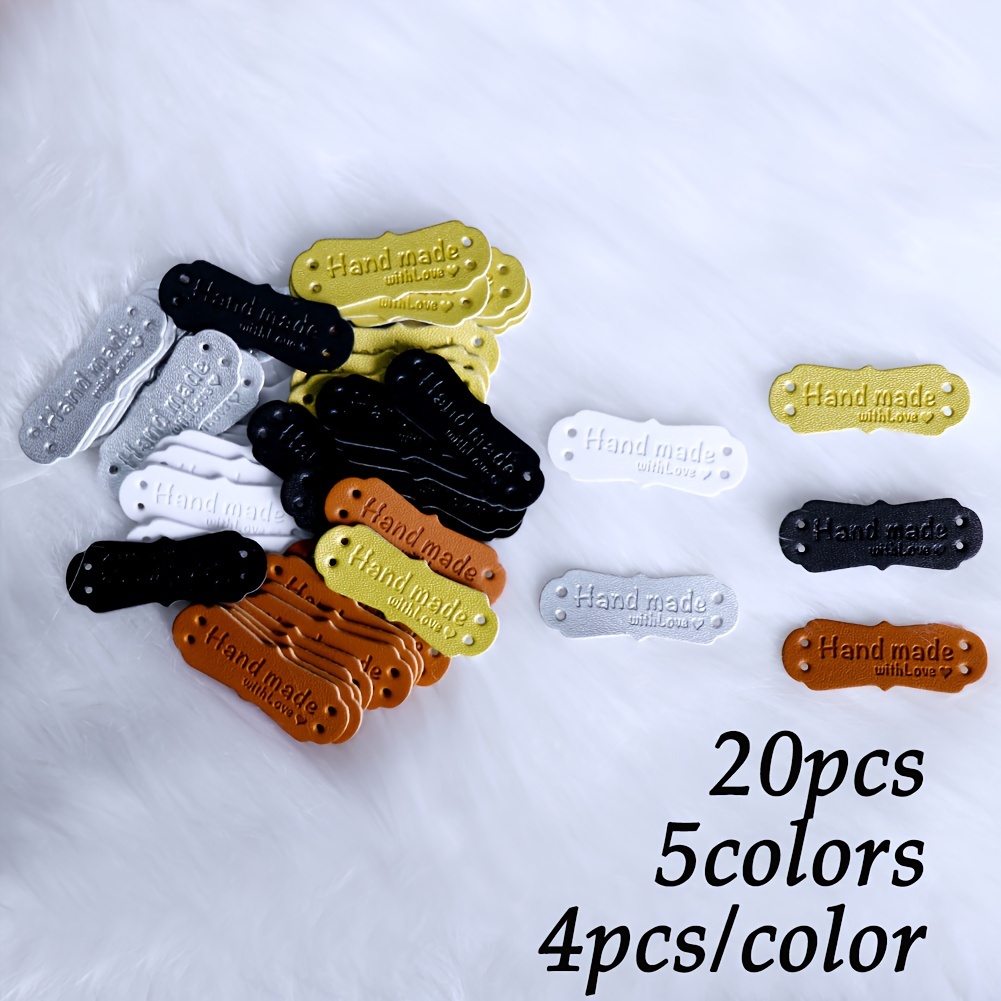 40Pcs Microfiber Handmade Leather Label Sewing Embossed Crochet
