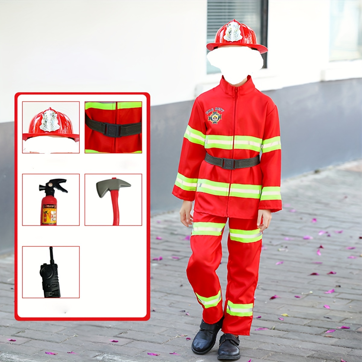 Disfraz de bombero para niños, 10 piezas de disfraz de bombero con  accesorios de juguete, juguetes de juego de rol de bombero, ropa de disfraz  de