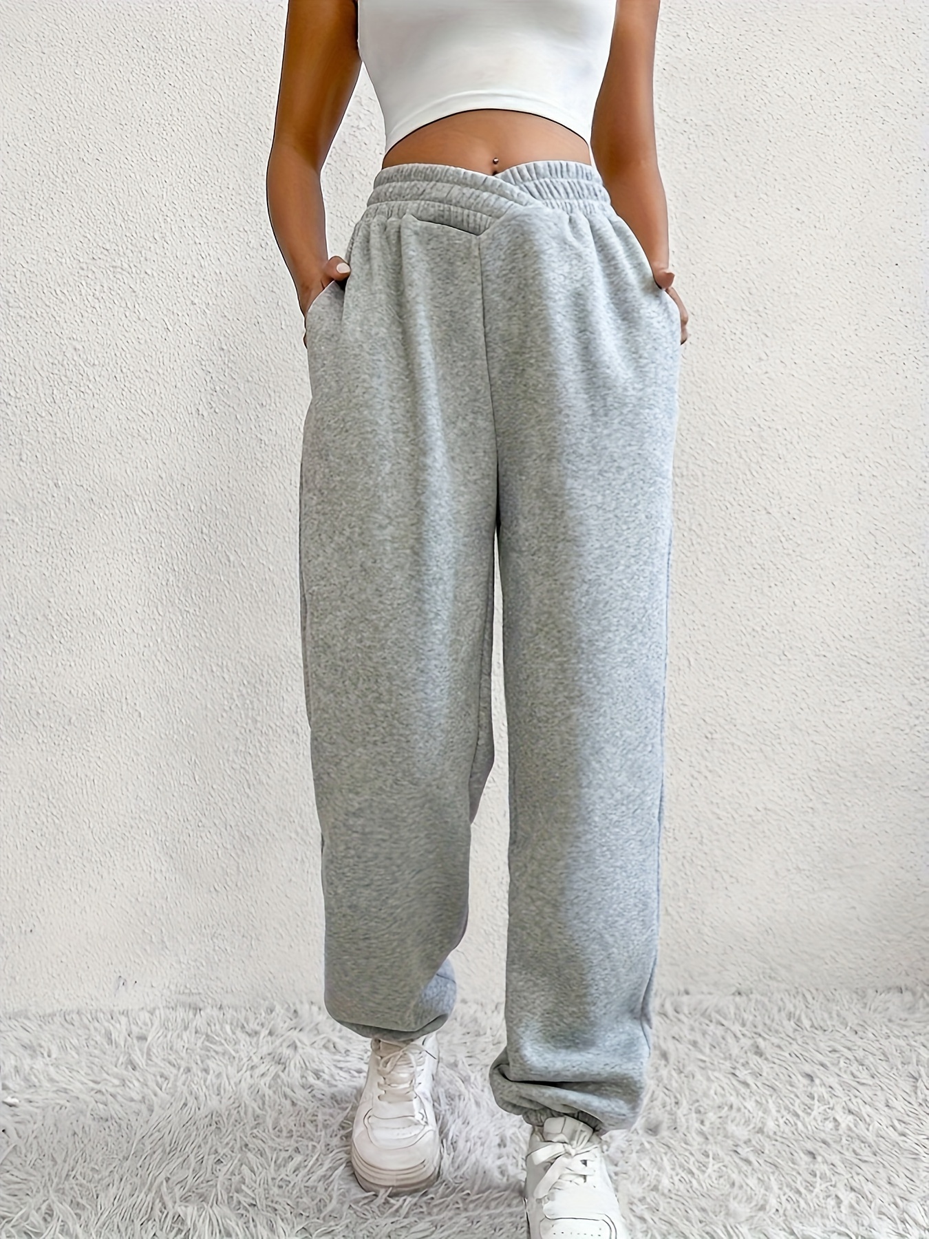  Loose Joggers Wide Leg Sweat Pants Women Trousers Plus Size  Soft High Waist Pants Streetwear Korean Casual Yoga Pants (Color: Thicken  gray, Size : XL) : Clothing, Shoes & Jewelry