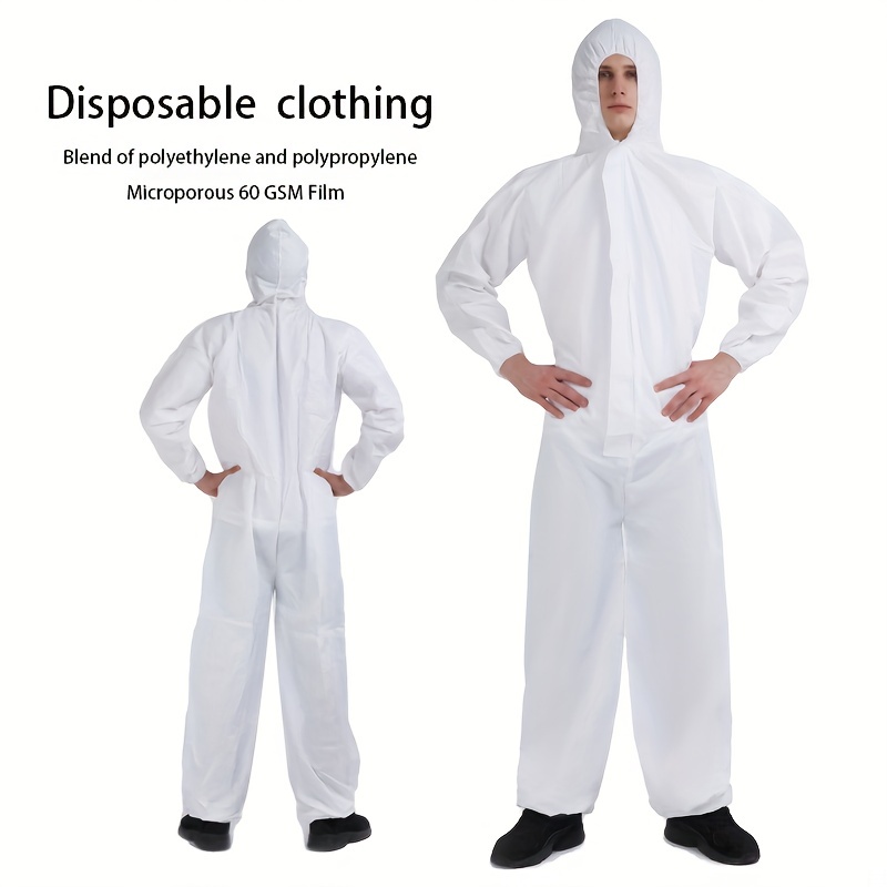 Disposable Safety Protective Hooded Overalls, Made Of PP Material And PE Film, Microporous Waterproof Material, Elastic Bands On Wrists, Ankles And Waist, Zippers With Flat Wind Cover, Hoods, Used For Breeding Paint And Cleaning Isolation Protection