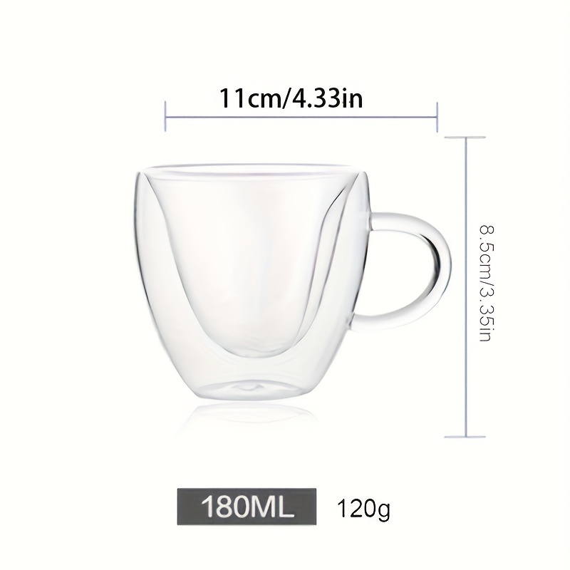 Glass Tea Cup with Handle Heart Shaped Clear Double Wall Lovers Coffee Afternoon Tea Double Layer Glass Mug, Size: One Size