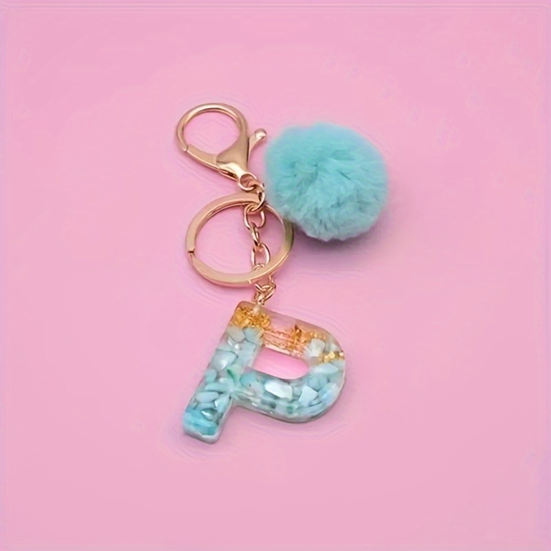 Alphabet Initial Letter Keychain Cute Plush Pom Pom Key - Temu Philippines