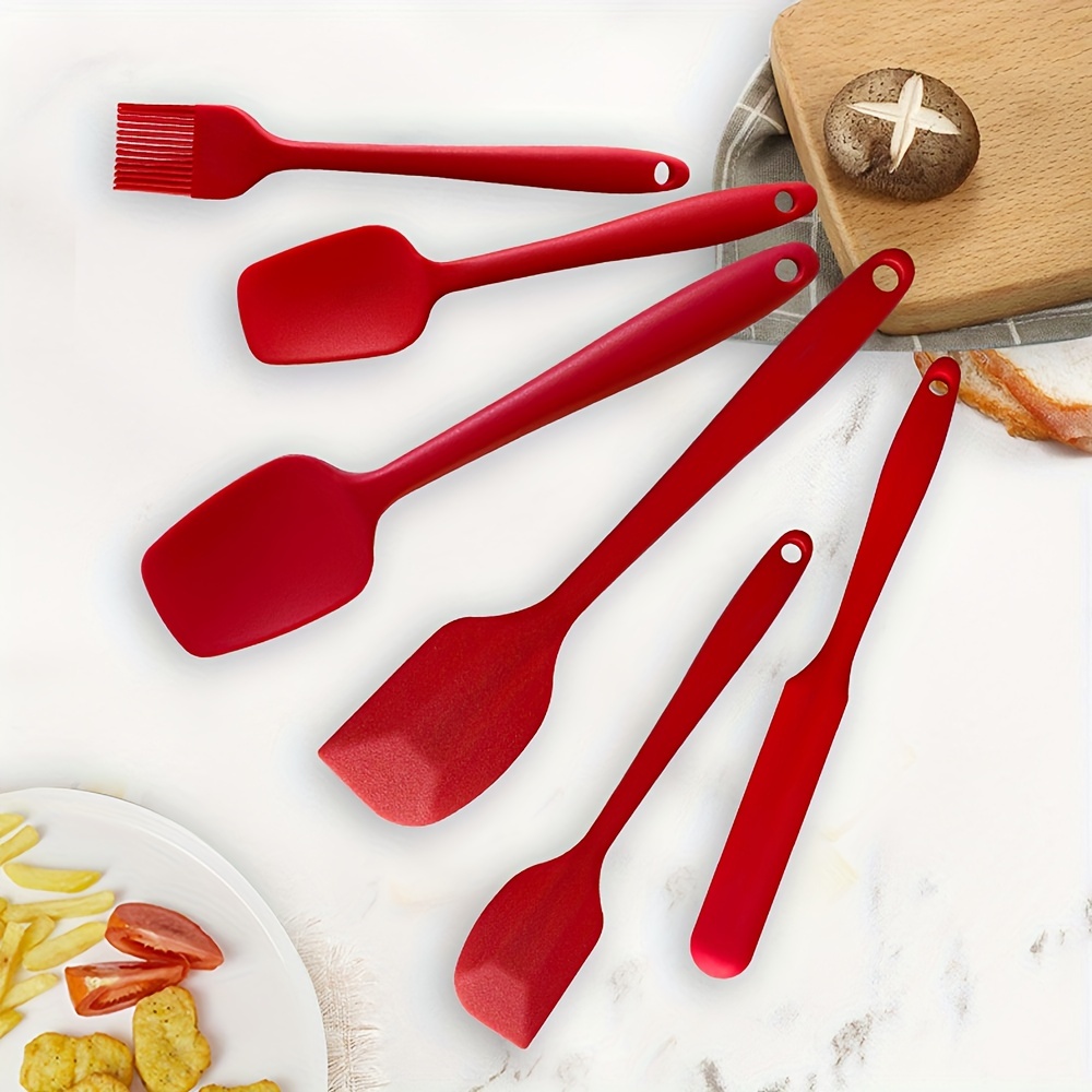 Silicone Spatula Set of 5,High Temperature Resistant, Food Grade Silicone,  Dishwasher Safe, for Baking, Cooking (Red)