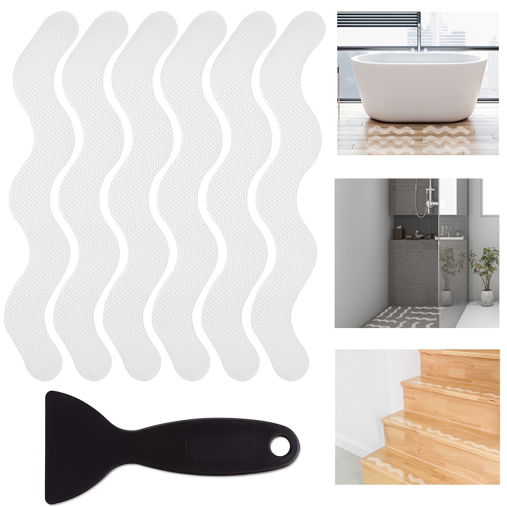 12pcs Anti Slip Shower Stickers Safety Bathtub Strips Adhesive Decals