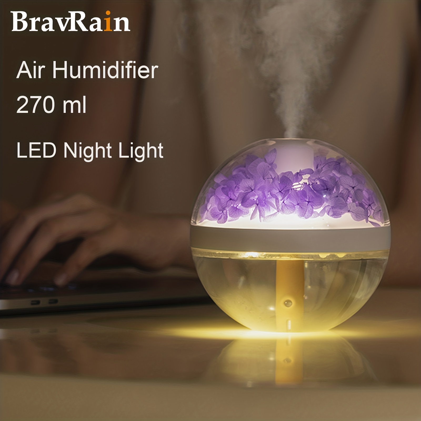 Air Humidifier With Led Night Light Silent - Temu